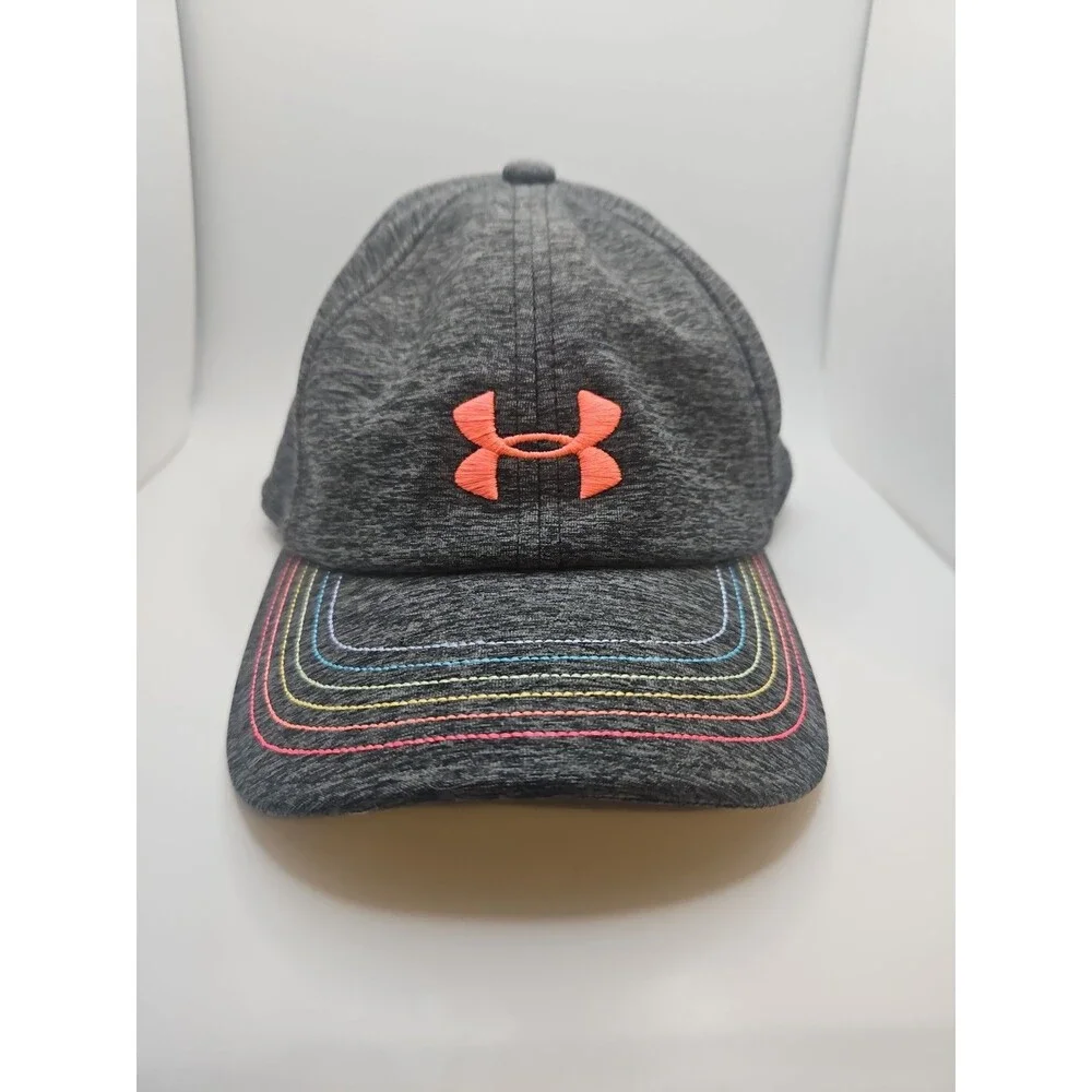 Under Armour US Free Fit Youth Hat Adjustable Grey Pink Embroidered  Logo